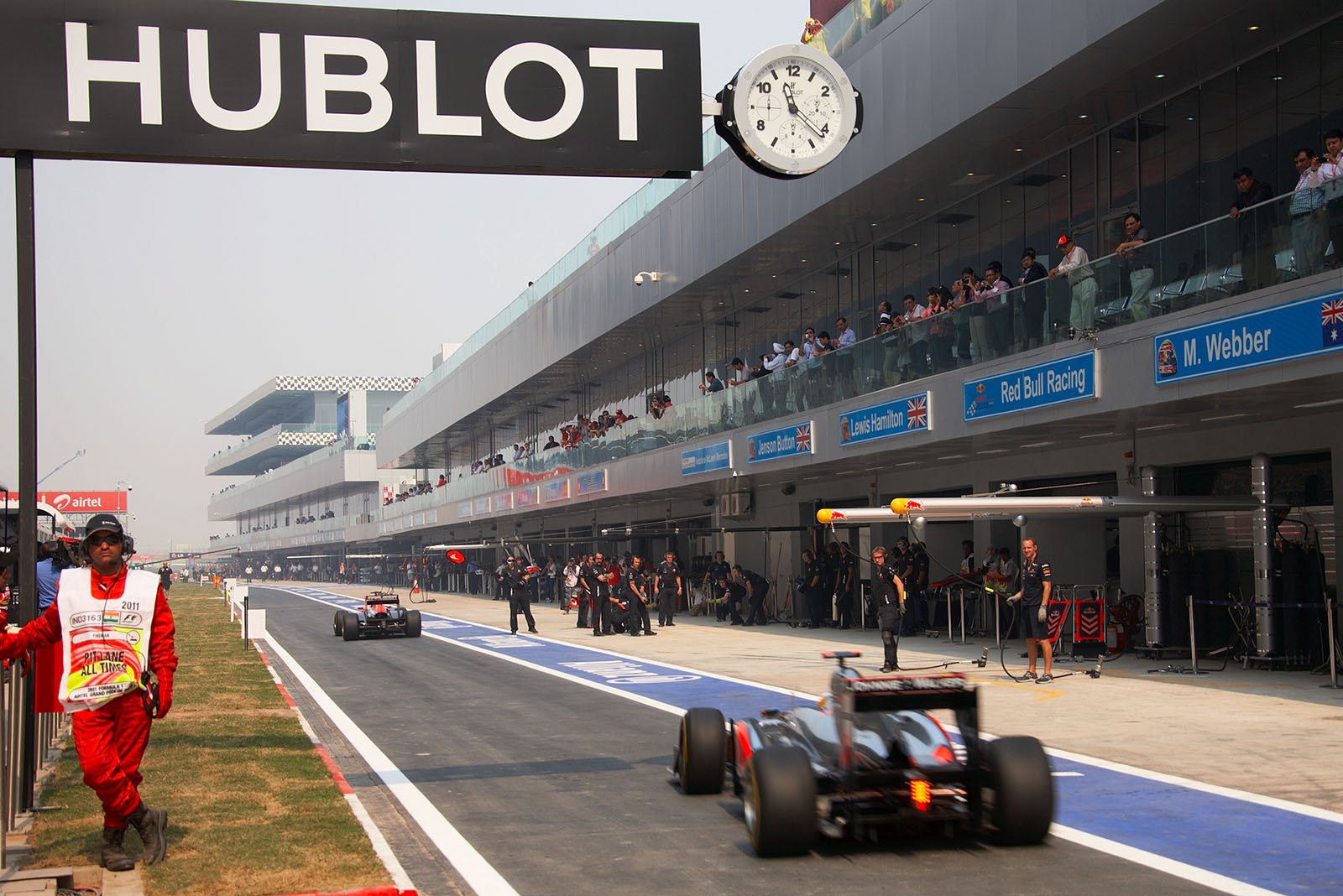 Official sponsor Hublot supplies the pitlane clock