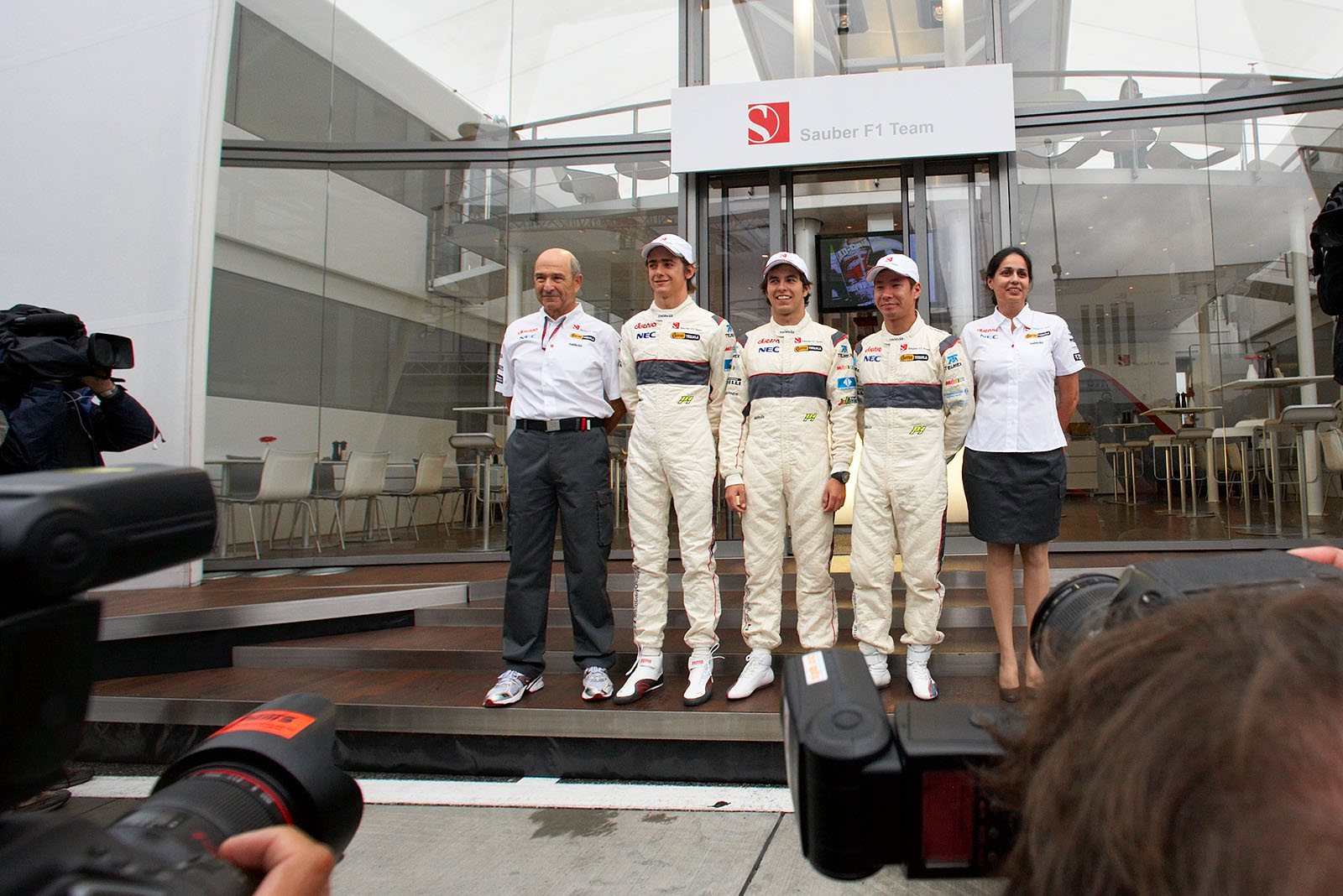 Peter Sauber and Monisha Kaltenborn introduce the Sauber F1 Team's driver line-up for the 2012 season: Esteban Gutierrez as third driver with Sergio Perez and Kamui Kobayashi