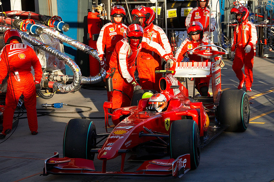 Kimi Raikkonen retires in lap 55 with a differential failure as a result from touching a wall after a spin