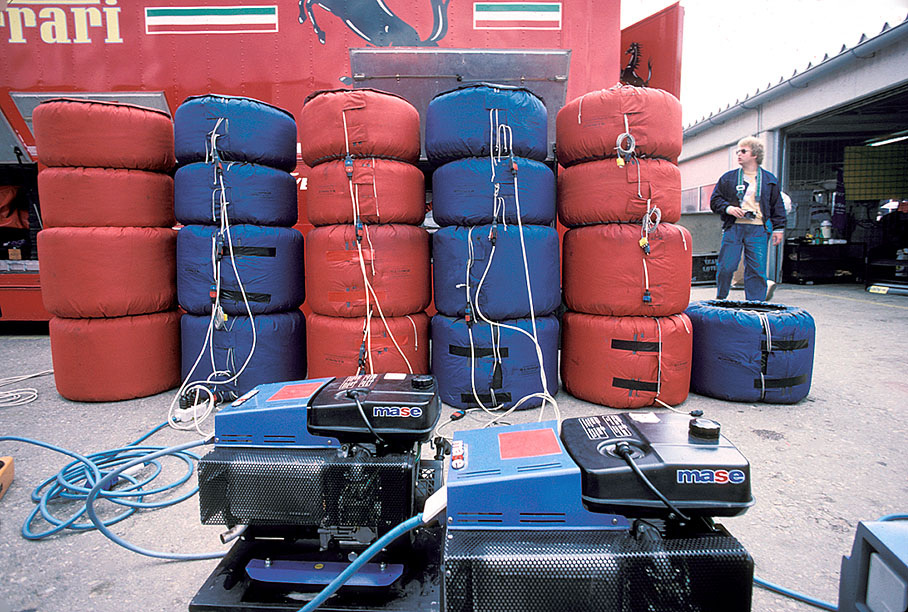 Piles of tyre sets