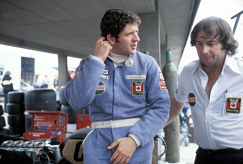 Later second placed Jody Scheckter with Walter Wolf in Wolf pits, German GP Hockenheim 1977