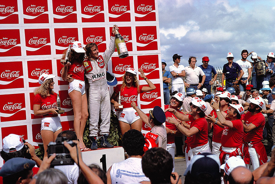 Rene Arnoux celebrates his first ever Grand Prix victory