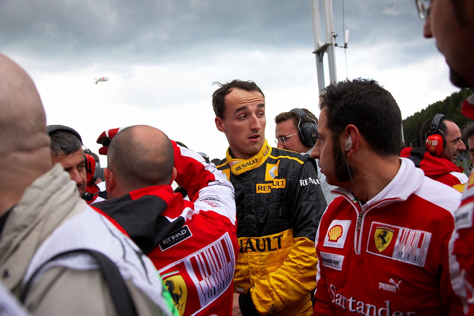 ...between Ferrari mechanics