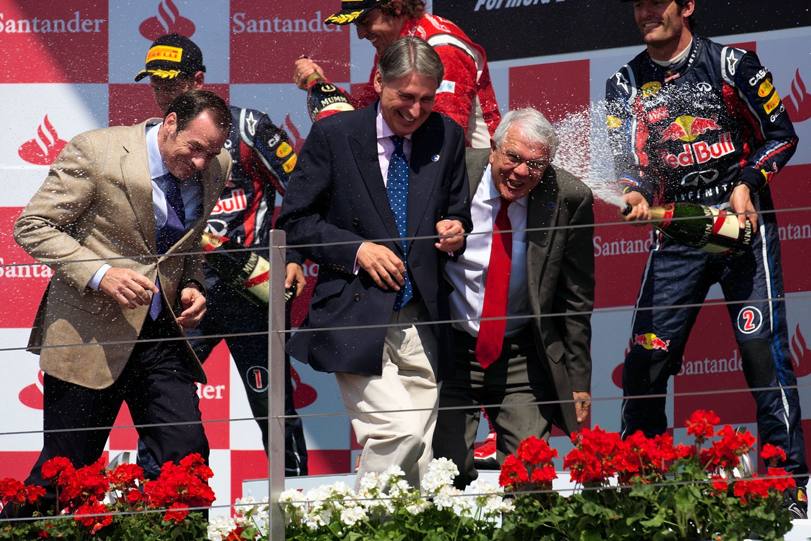 The honourables escape the podium champagne showers unsuccessfully