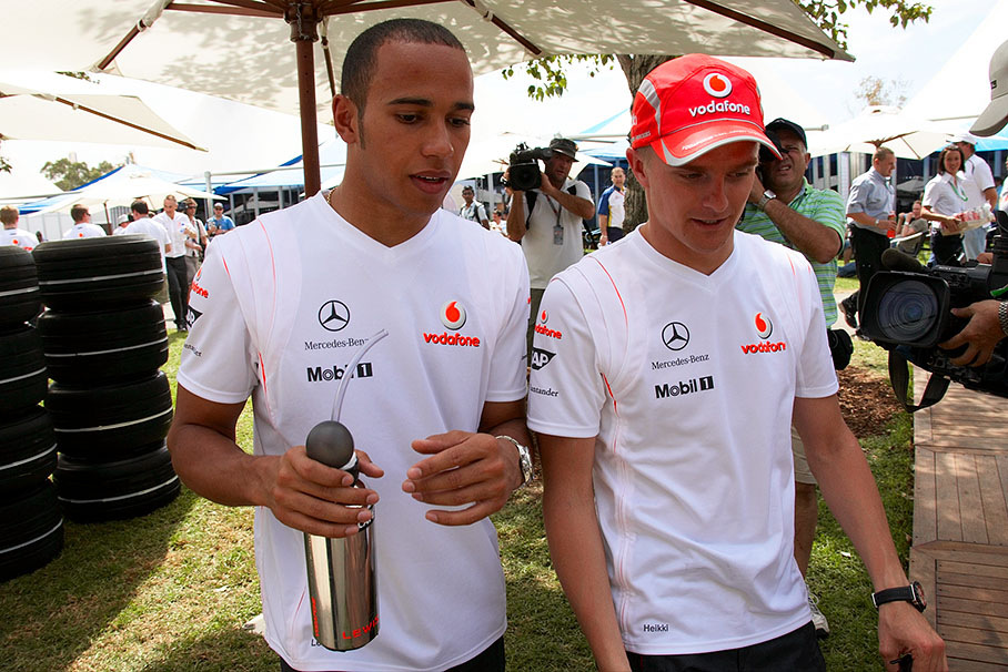 Fresh teammates Lewis Hamilton and Heikki Kovalainen