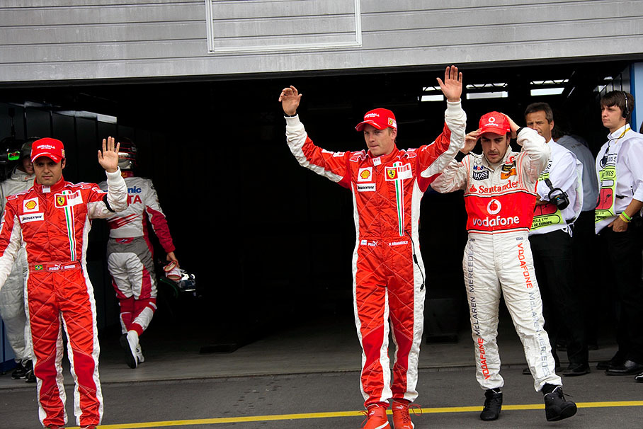 Saturday's quickest three qualifiers, Raikkonen on pole position