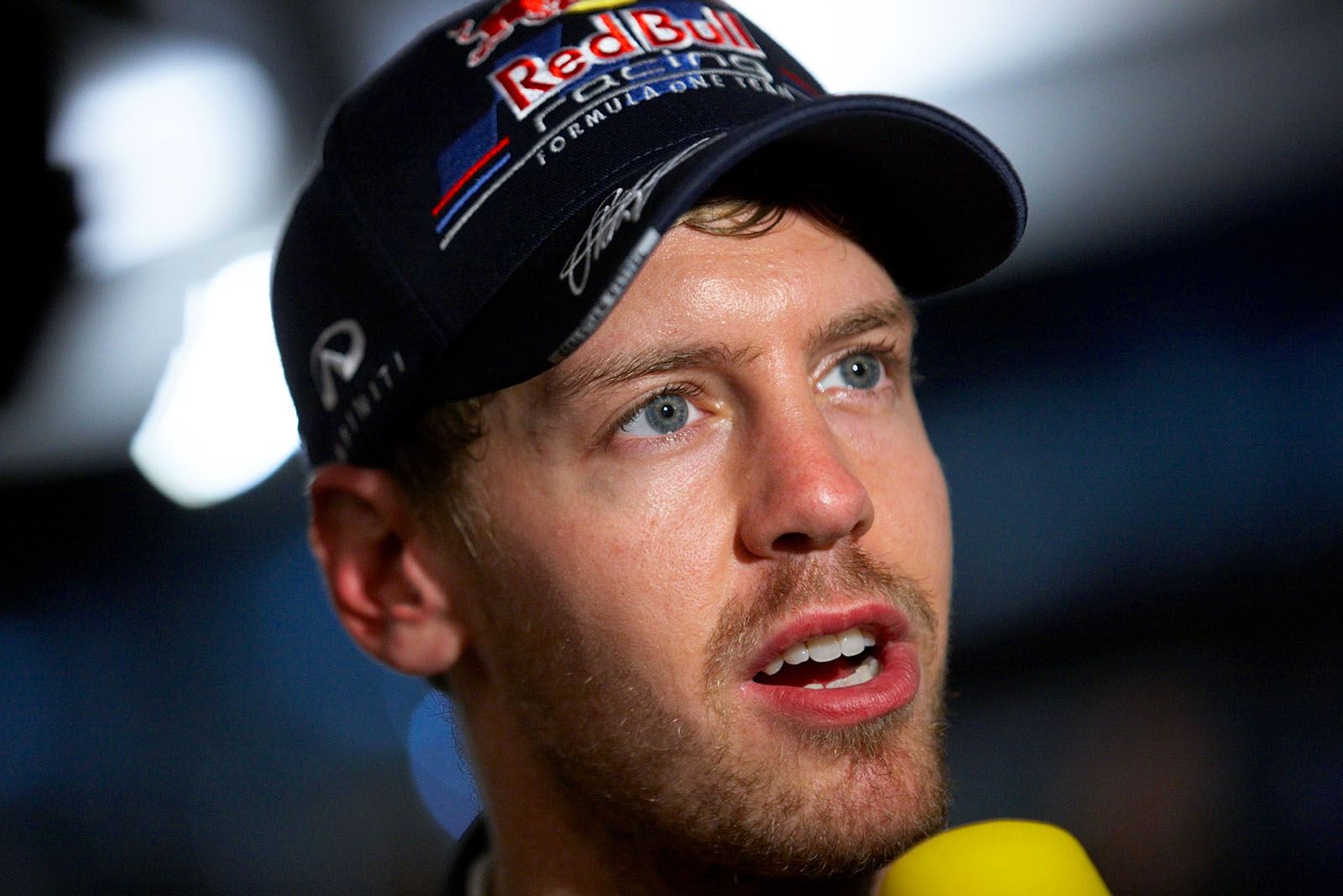 Red Bull's third placed Sebastian Vettel gives an interview after the Abu Dhabi Grand Prix