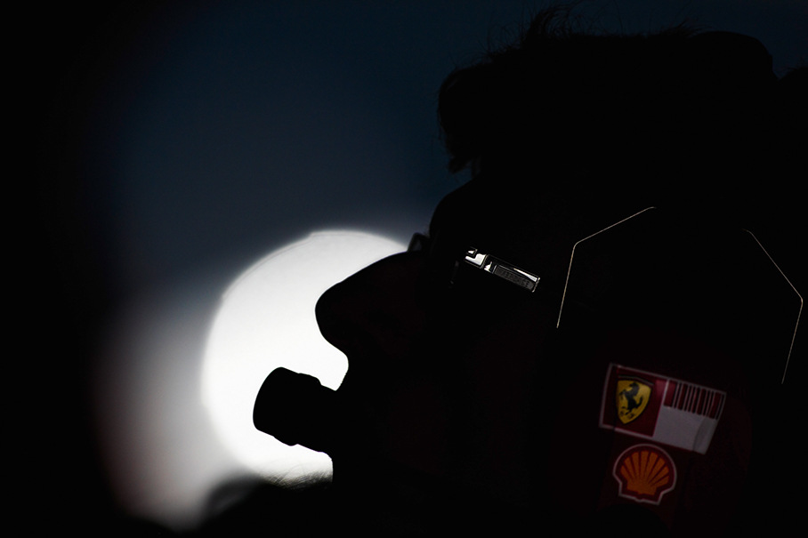 Silhouette of Chris Dyer, Ferrari race engineer