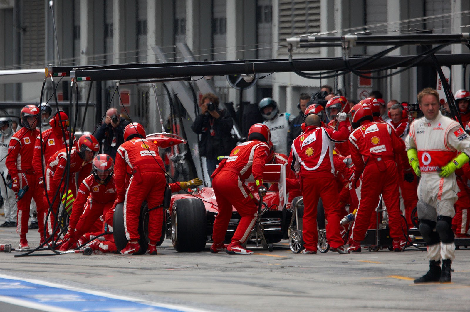 Felipe Massa stops at Ferrari pits