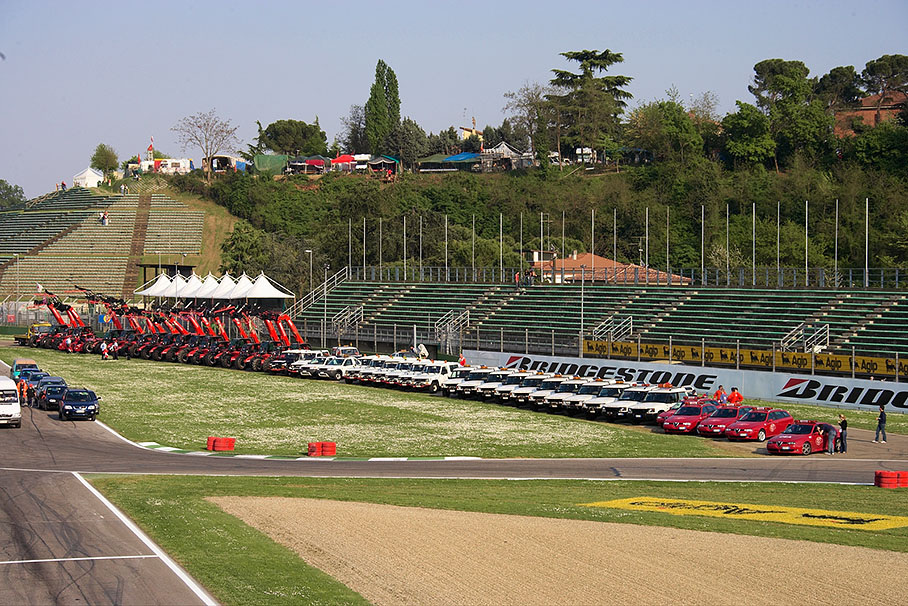 All supporting track vehicles in a row
