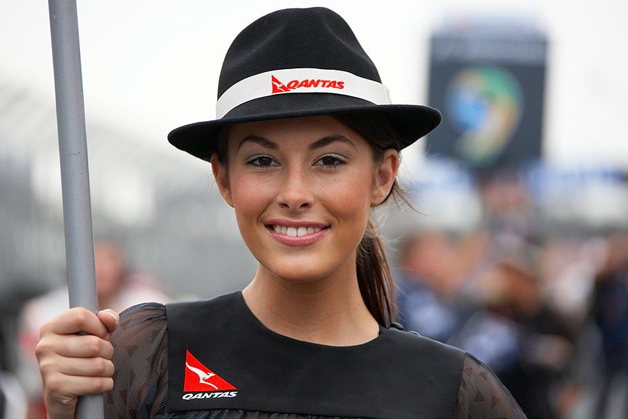 A Quantas sponsored grid girl