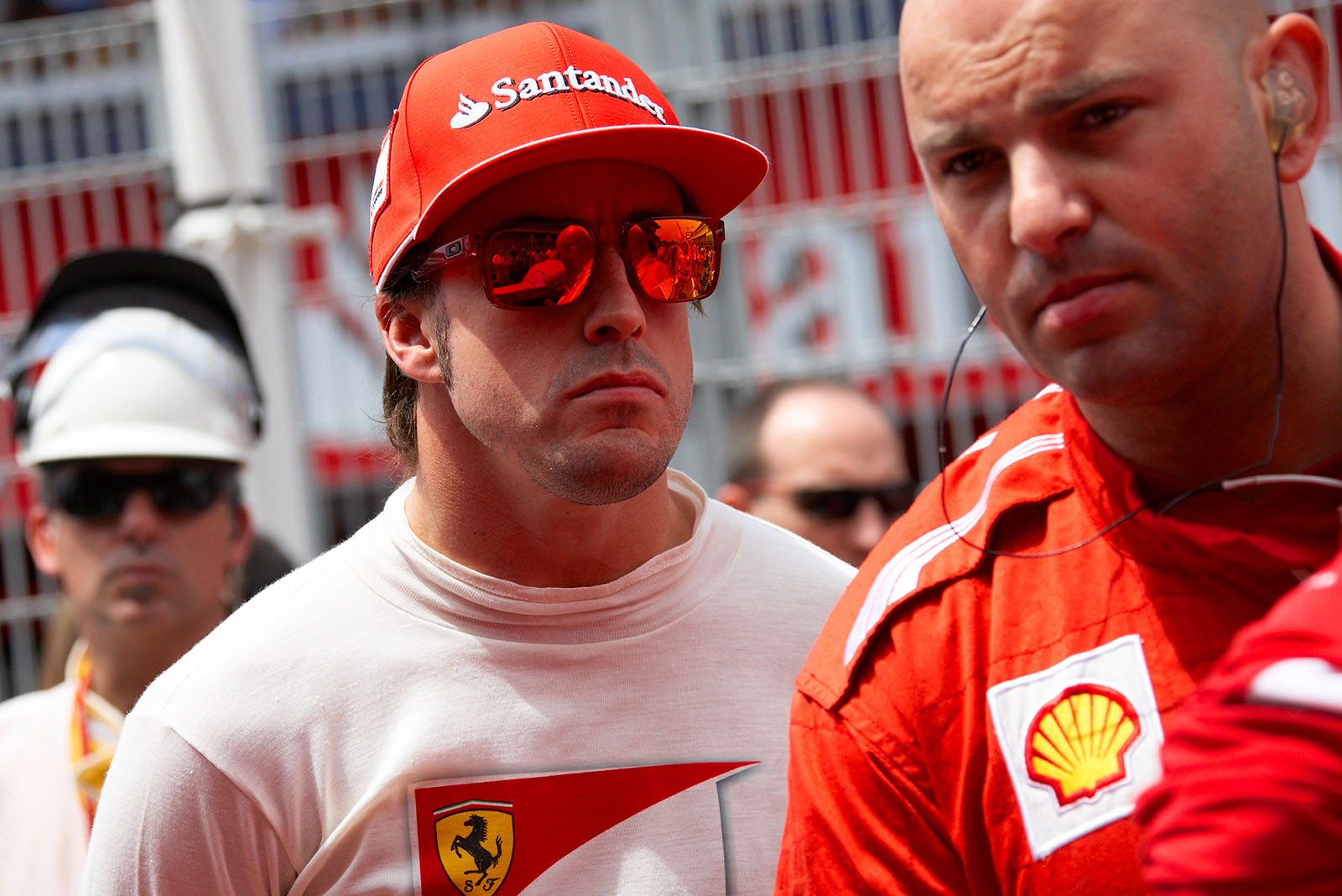 Fernando Alonso of Ferrari before the start of the Spanish Grand Prix 2012