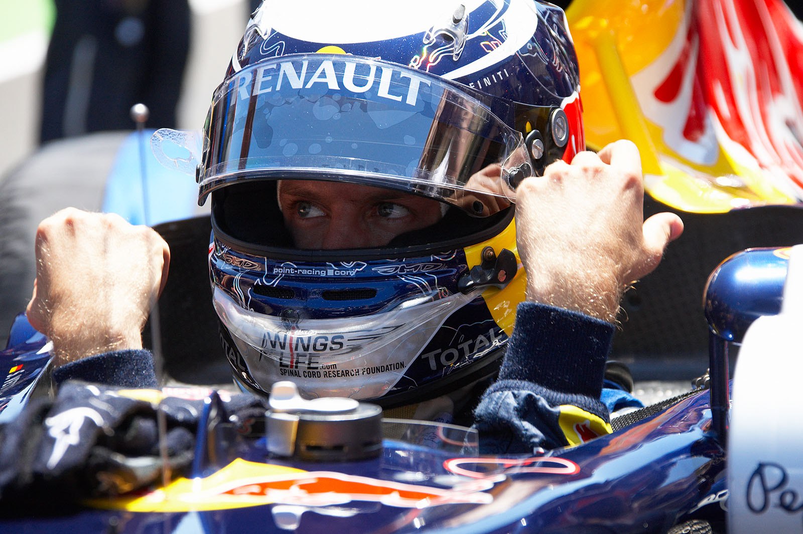 Sebastian Vettel, Red Bull Racing, on the grid (first position as usual)