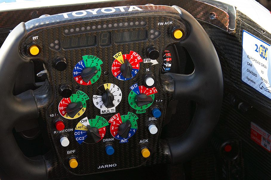 The steering wheel of Trulli's Toyota