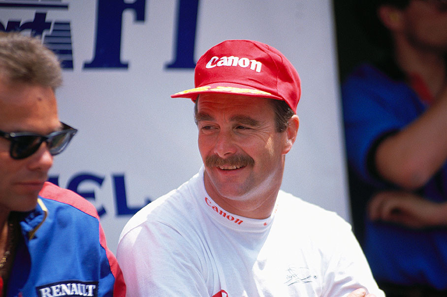 Nigel Mansell with his friend and Williams team manager Peter Windsor