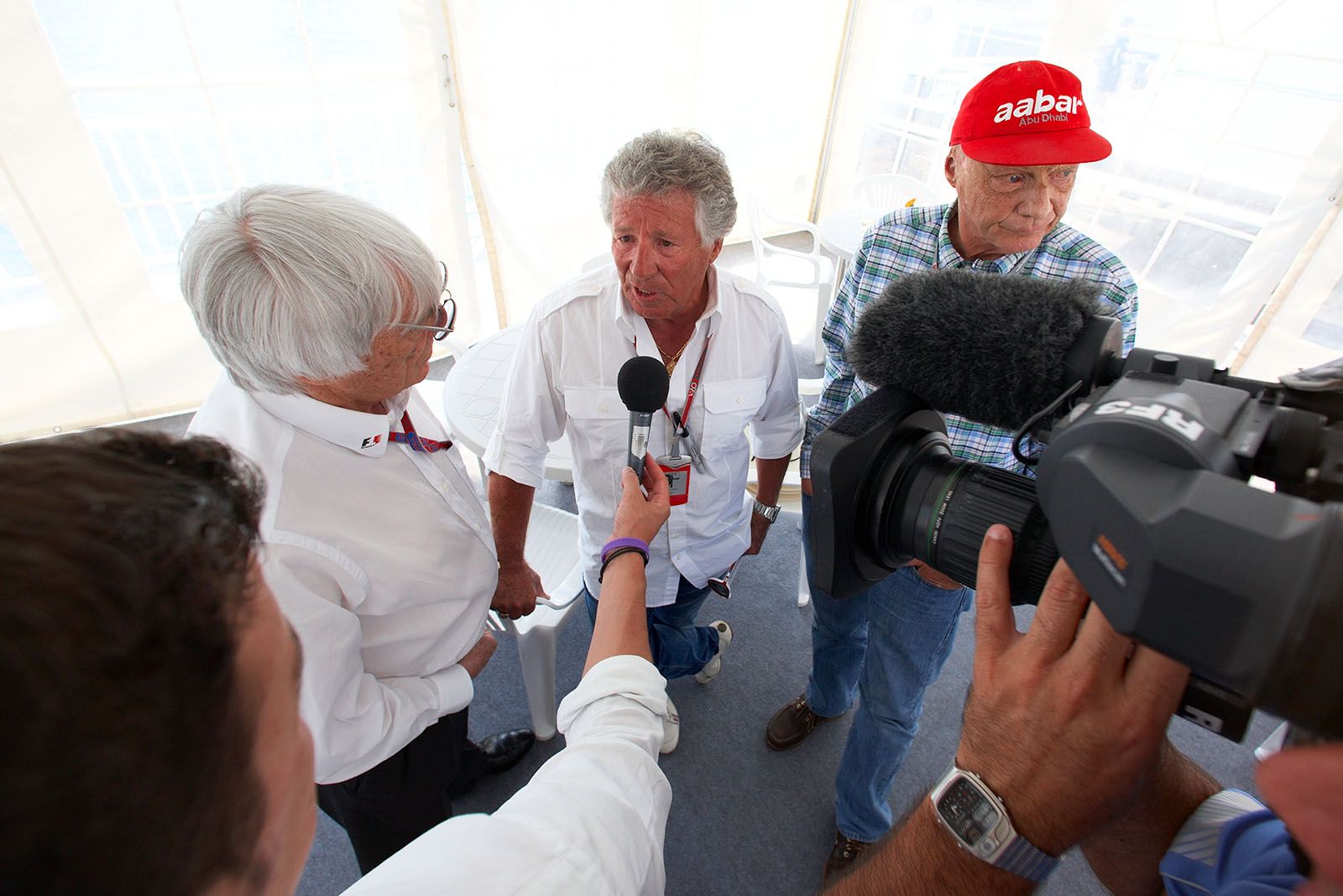 Interview appointment with Mario Andretti (Formula One World Champion 1978), Niki Lauda (Triple Formula One World Champion 1975, 1977 and 1984) and Bernie Ecclestone (Formula One Group CEO)