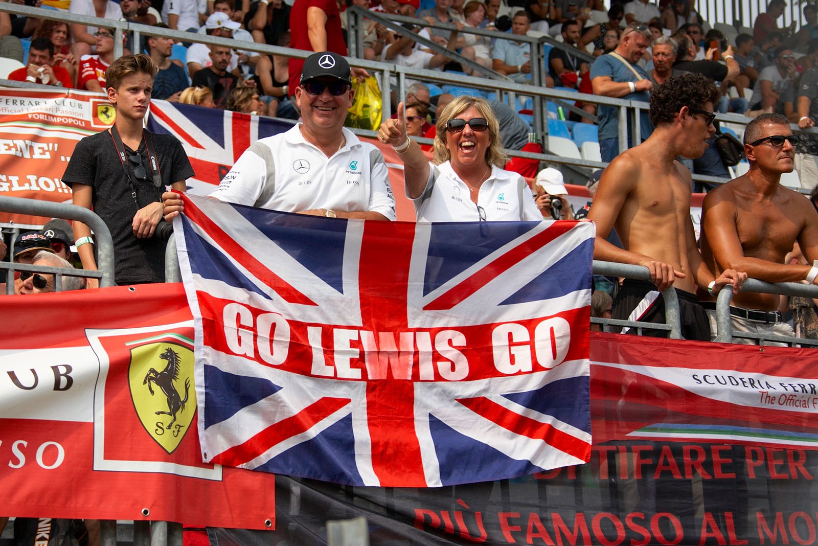 Hamilton supporters, Monza, Italian Grand Prix, 2016