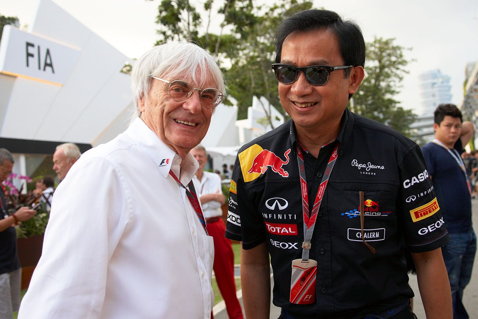 Formula One Group CEO Bernie Ecclestone meets Red Bull co-owner Chalerm Yoovidhya, son of Mateschitz' partner Chaleo Yoovidhya