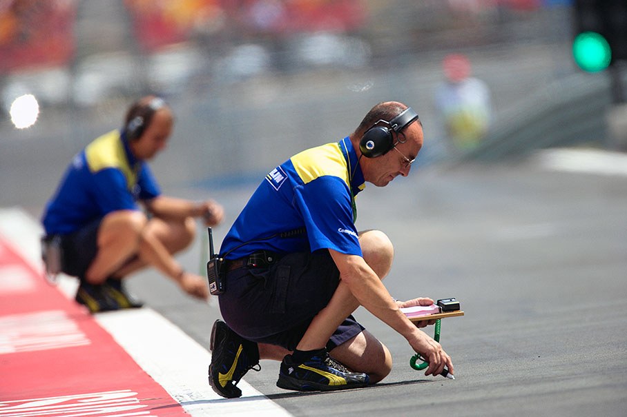 Michelin engineers controlling track temperature during practice session
