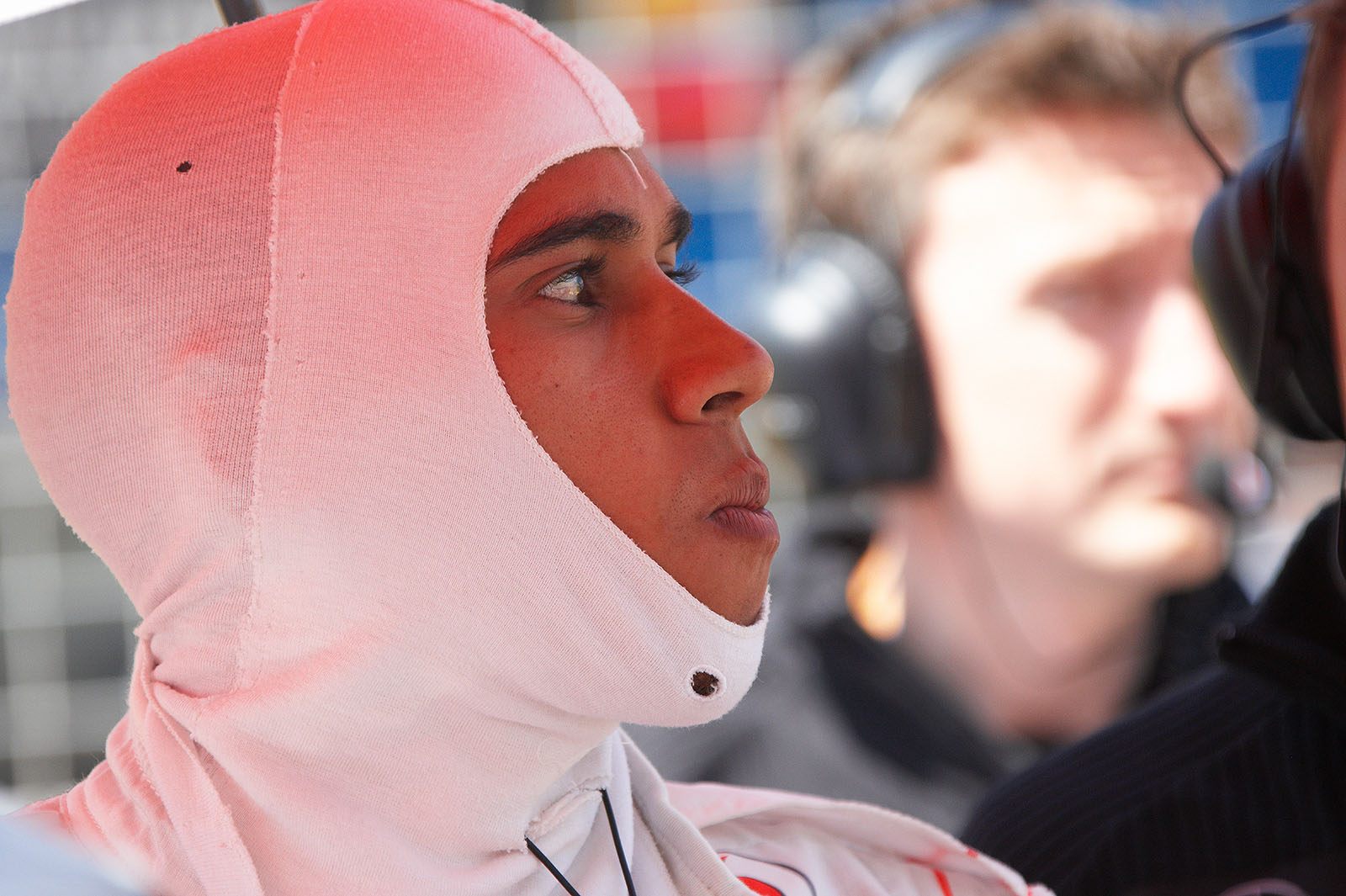 Lewis Hamilton concentrates on the race
