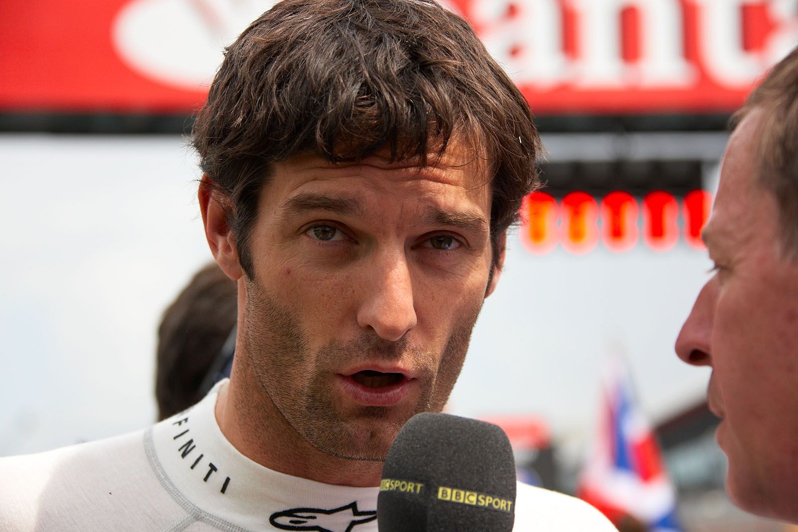 Mark Webber, Red Bull Racing, gives an interview on the grid