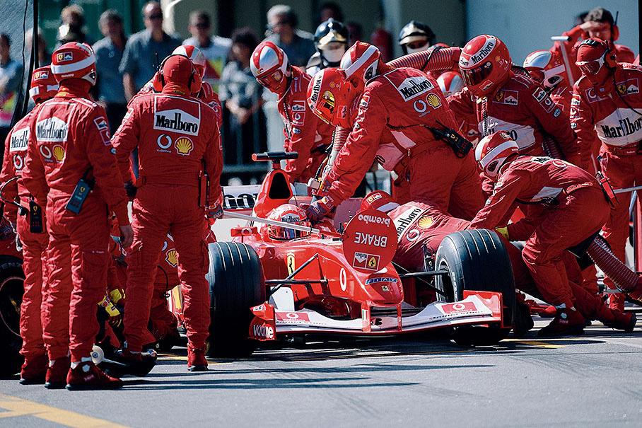 Pit stop of Michael Schumacher