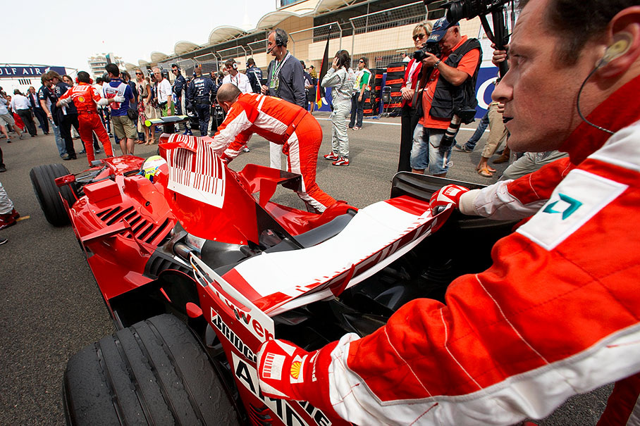 Massas Ferrari is being pushed to second grid place