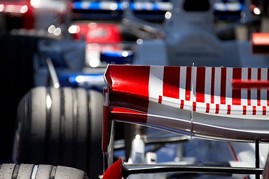 A piece of a Ferrari's rear wing