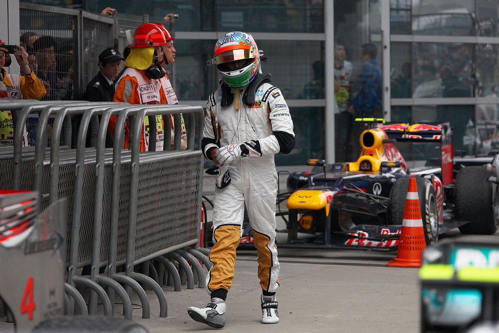 HRT's Karthikeyan after the race