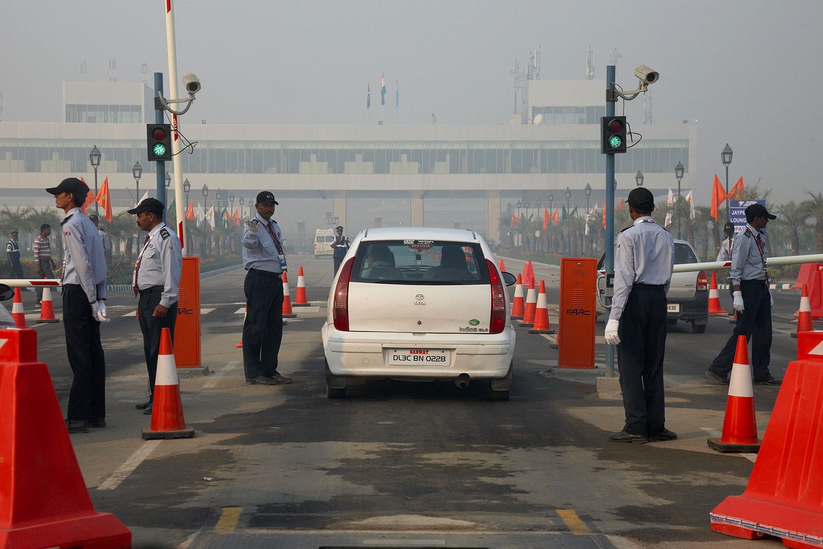 Security controls in front of the entrance of the newest F1 circuit
