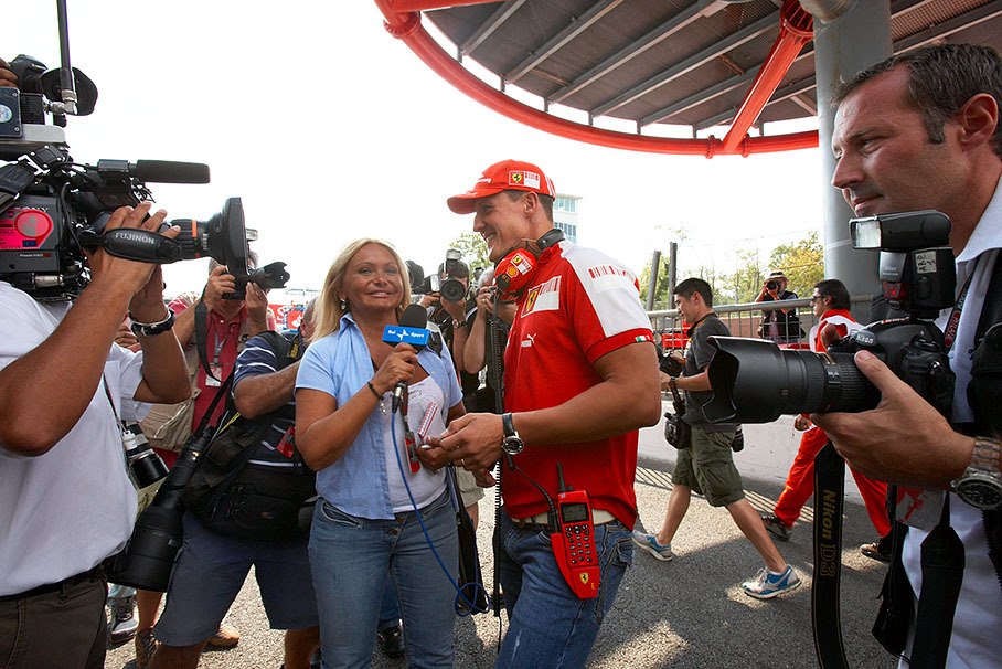 Ferrari advisor Michael Schumacher is being interrogated by the Italian journalists