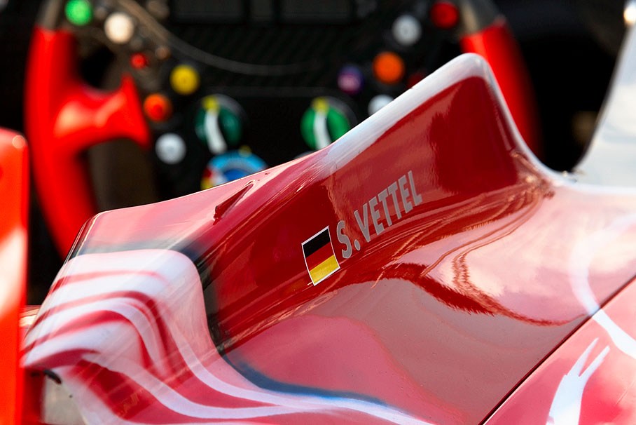 Sebastian Vettels name at the side of the Toro Rosso cockpit