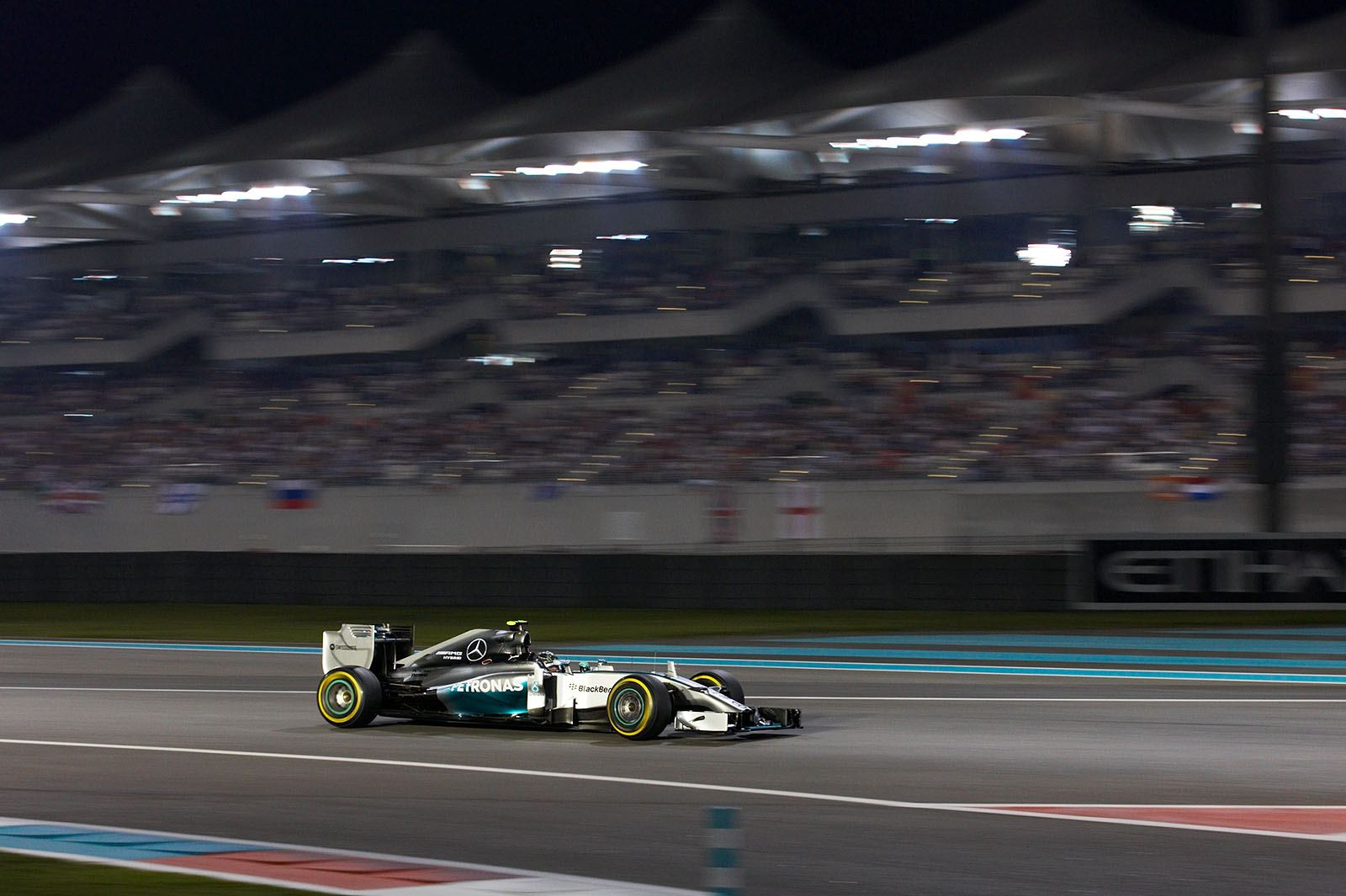 Nico Rosberg, Mercedes, finishing only 14th after problems with the cars ERS, Abu Dhabi Grand Prix, 2014