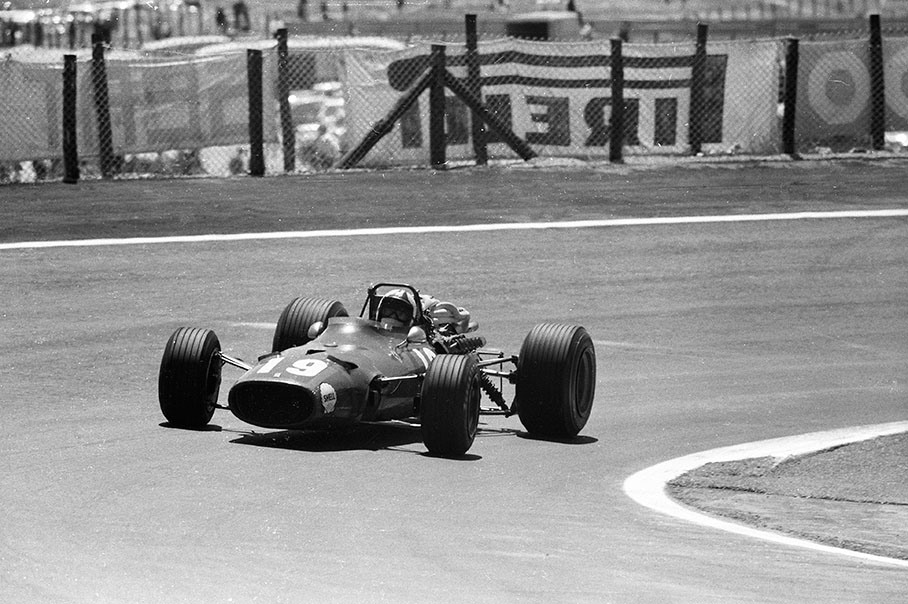 Chris Amon in a Ferrari 312 at the Spanish Grand Prix 1968