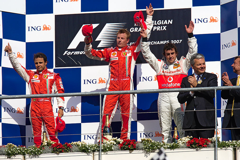 Podium group photo after national anthems