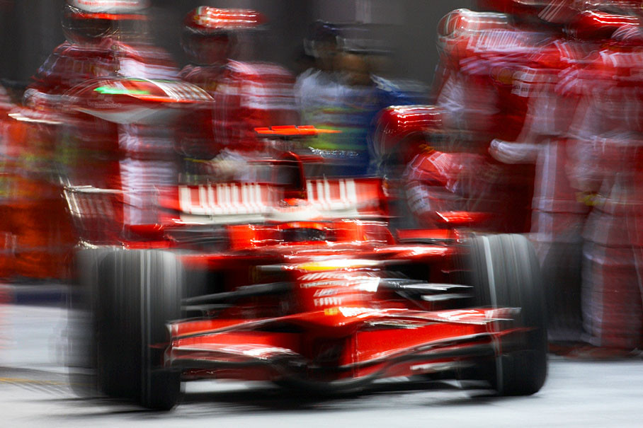 Kimi Raikkonen out of pits