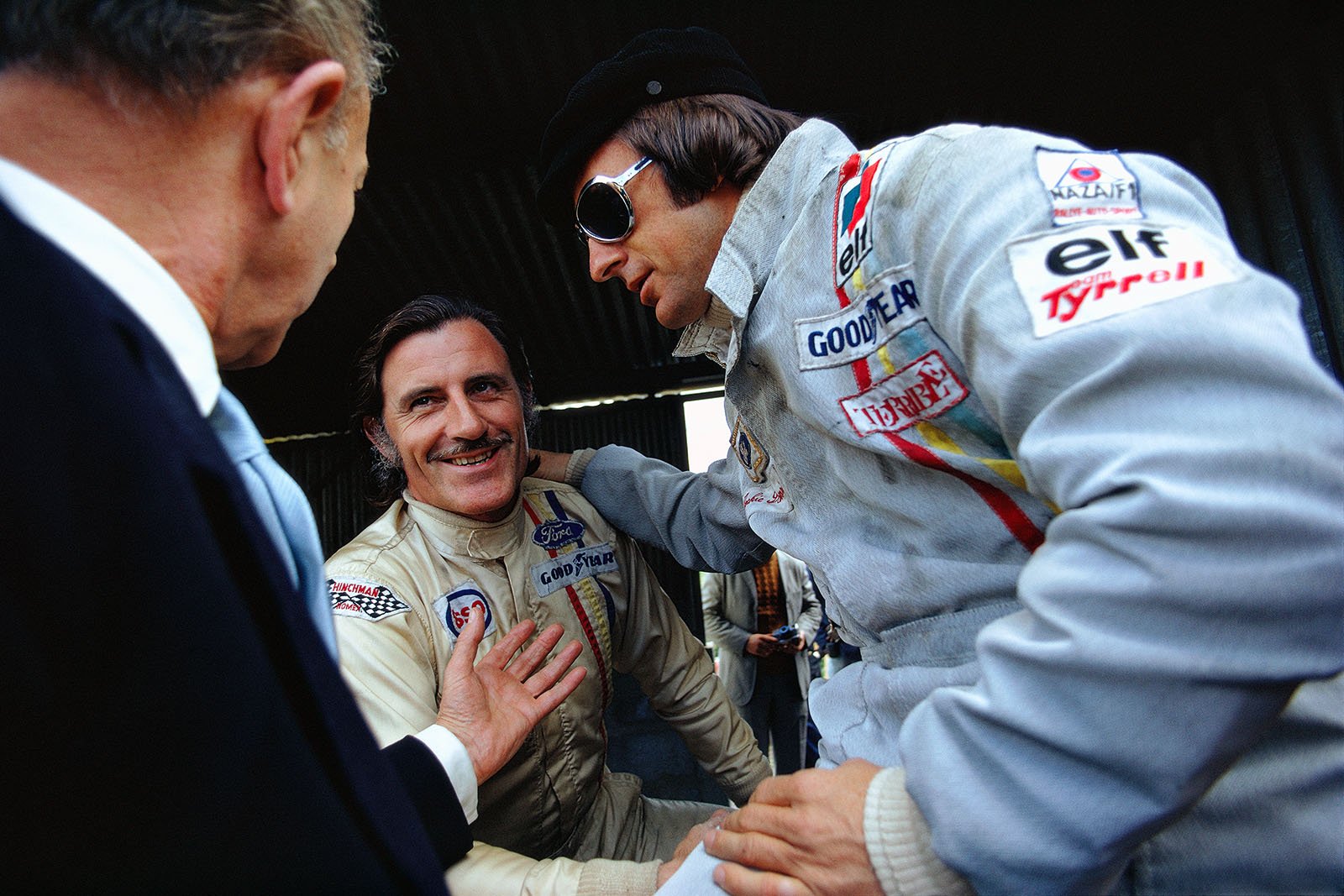 Graham Hill and Jackie Stewart, French Grand Prix, 1972
