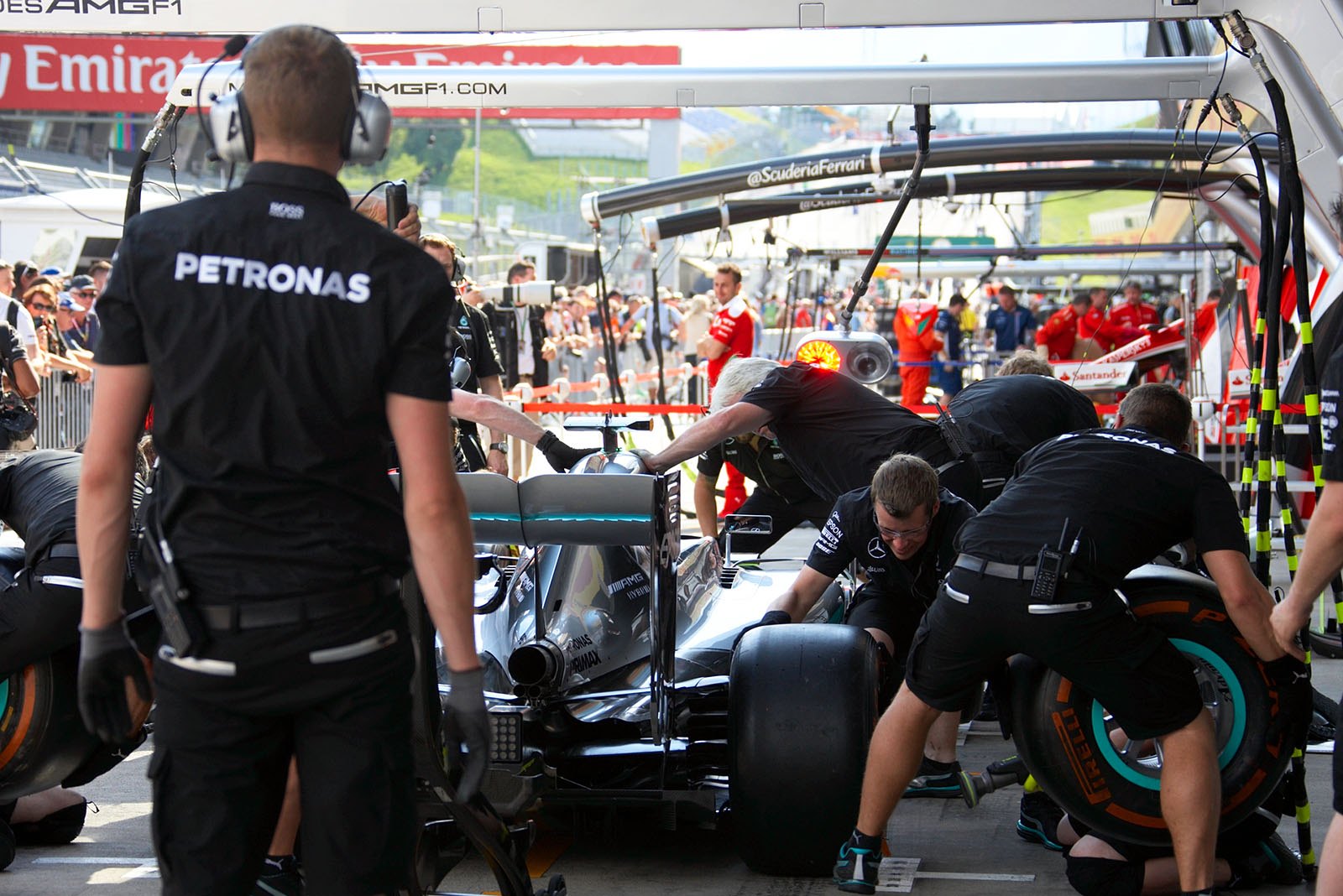 Thursday afternoon pit stop practices for the Grand Prix: Mercedes F1 Team, Spielberg, Austrian Grand Prix, 2016