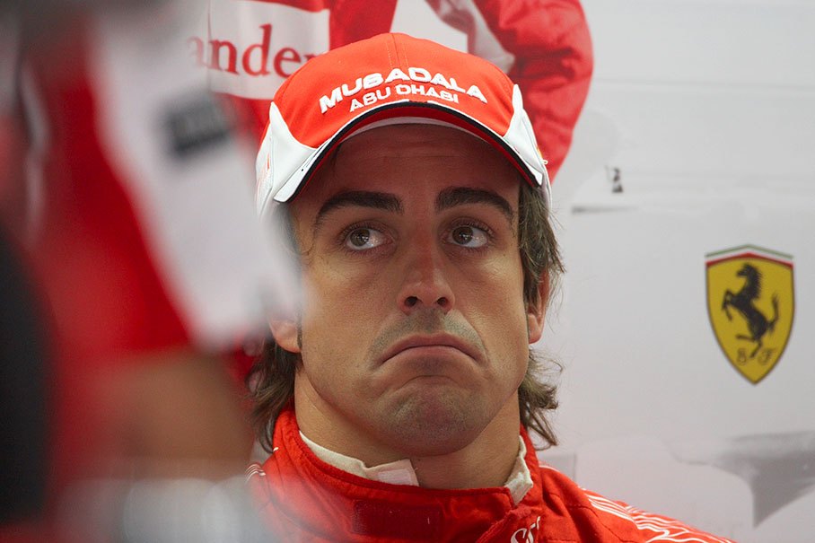 A thoughtful expression on Fernando Alonso's face