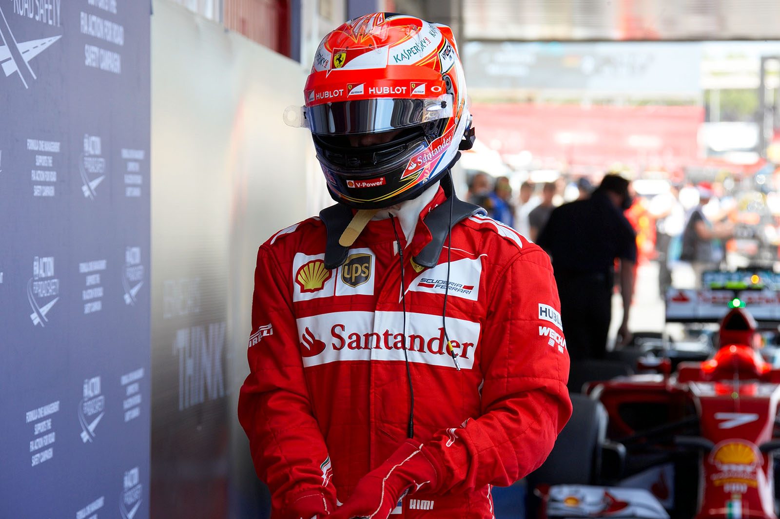Kimi Raikkonen back to parc ferme after P6 in Q3, Spanish Grand Prix, Barcelona, 2014