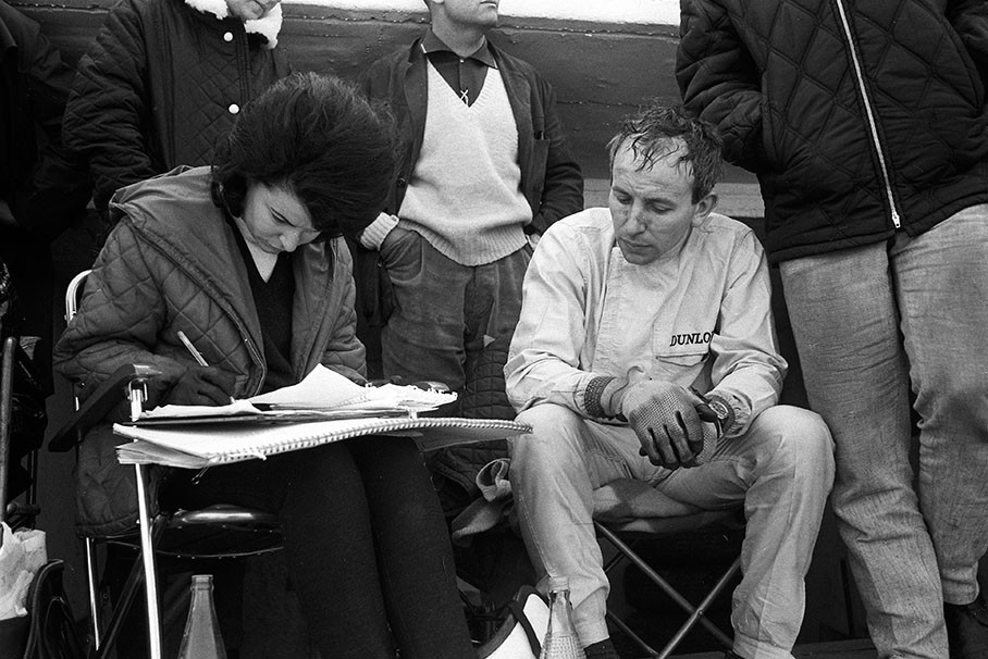 John Surtees (GB) and his wife at pits