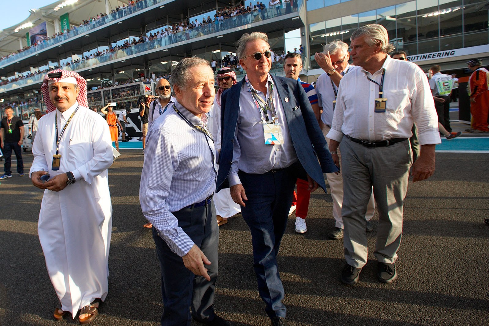 FIA president Jean Todt on the grid with entourage