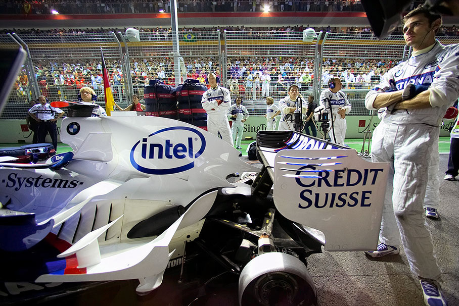 Heidfeld's BMW Sauber car on the grid