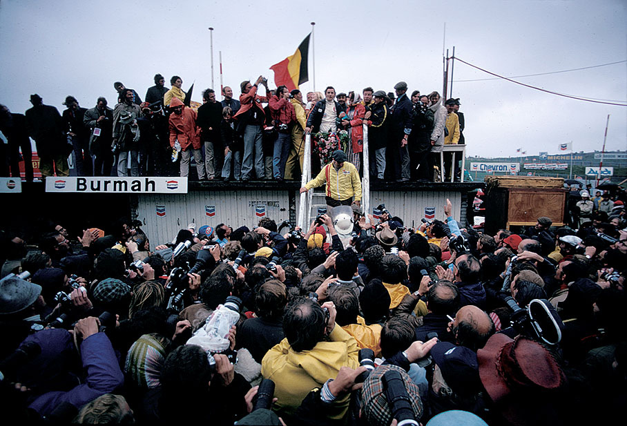 Jacky Ickx on the podium after winning the 1971 Dutch Grand Prix in Zandvoort