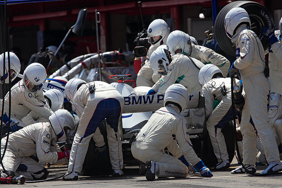 Nick Heidfeld getting a service