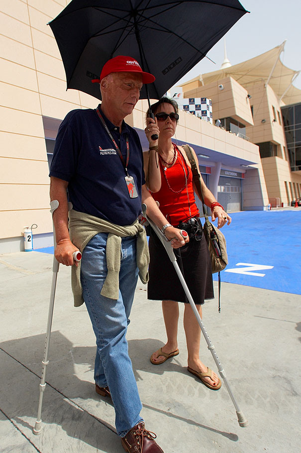 Former F1 World Champion and TV presenter Niki Lauda recovers from a hip surgery