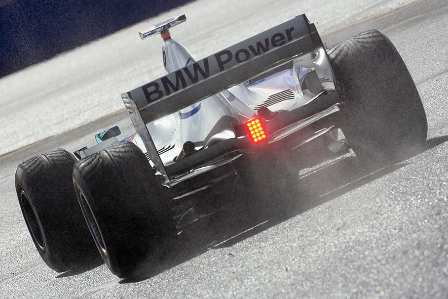 Nick Heidfeld of BMW Sauber in action after a short morning shower