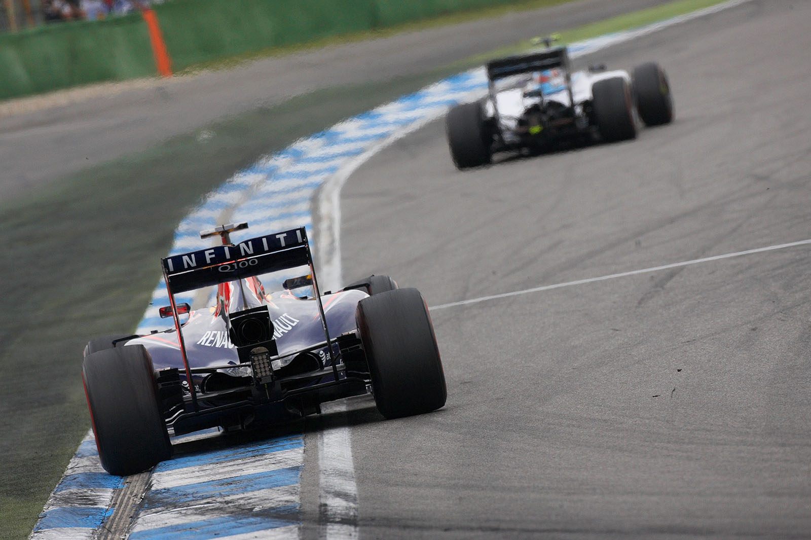 Sebastian Vettel, Red Bull-Renault, behind Bottas' Williams, Hockenheim, German Grand Prix, 2014