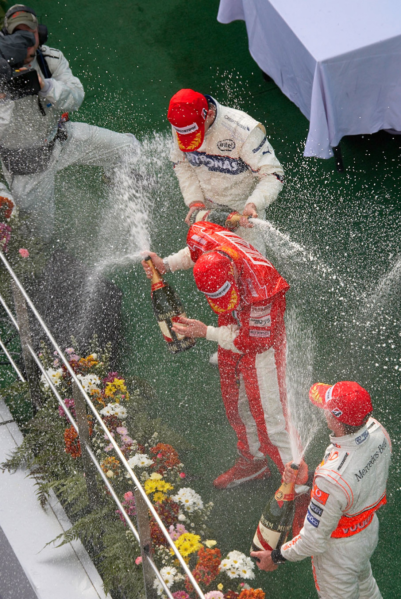 Champagne bath on podium
