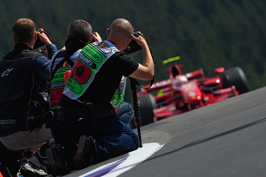 Photographers close to action at pitlane entry